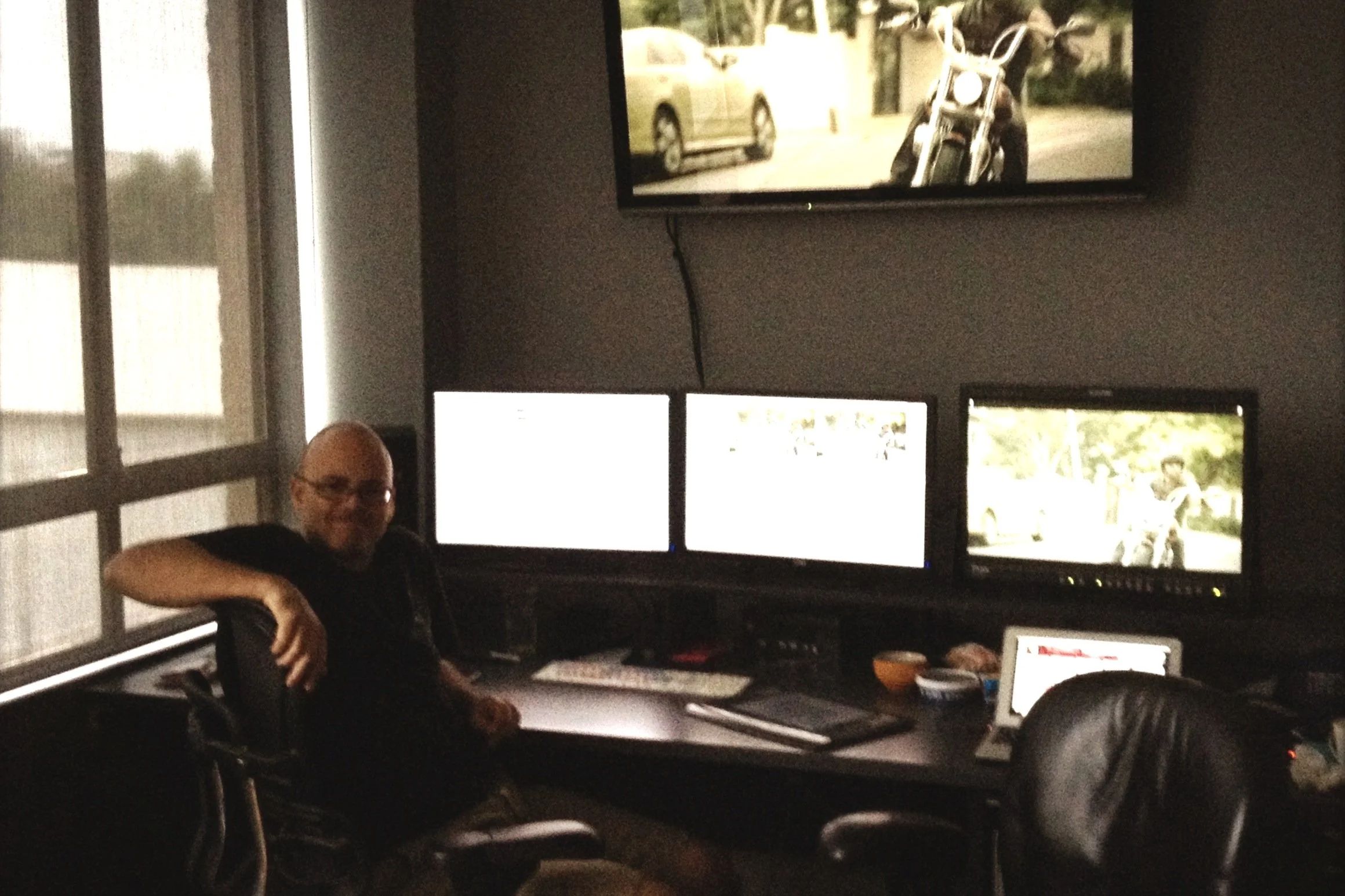 Rob Sarroff colour grading in a ZigZag Post edit suite, Sydney